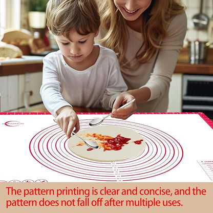 32x24" Silicone Pastry Mat for Rolling Dough Non Slip Non Stick Silicone Mats for Kitchen Counter Red