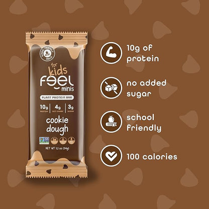 FEEL Kids Protein Bars Minis | Variety Pack | 10g Plant Protein | 100 Calories | No Added Sugar | Daily Veggies | Gluten Free, No Nuts, No Soy, No Dairy, No Grains (Pack of 12)