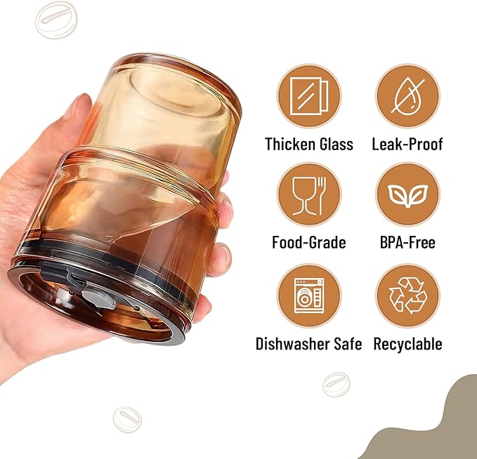 13 oz Glass Tumbler with Glass Straw and Lid, Leak-Proof Reusable Travel Cup for Iced Coffee, Tea, Matcha, Fruit Juice – Thick Wall Clear Water Bottle (Iridescent Shimmer, 4 Pack)
