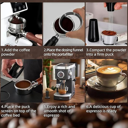 51mm Espresso Distributor Set - Coffee Distributor and Tamper Leveler Fits Portafilter Tamper 51mm - Barista Kit with WDT Tool and Dosing Funnel