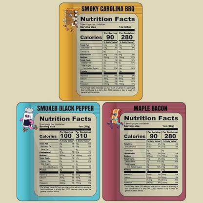 Louisville Vegan Jerky Co. Best Sellers 1 Variety Bundle Vegan Jerky 3 oz. 3 pack (Smoky Carolina BBQ, Smoked Black Pepper, Maple Bacon)
