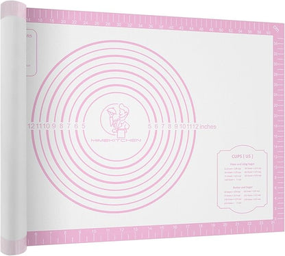 Silicone Pastry Mat for Dough Rolling, Extra Large Silicone Baking Mat with Measurements, Baking sheet for Cookies Fondant Pie Crust, Countertop Protector