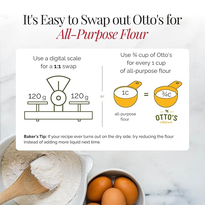 Otto's Naturals Multi-Purpose Cassava Flour, Non-GMO, Gluten-Free, Grain, Nut and Gum-Free, 1-to-1 Wheat Alternative, Paleo, AIP, 1 lb