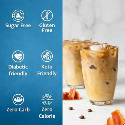 Syruvia Sugar Free Coffee Syrup, Salted Caramel Flavored Syrup for Drinks, Lattes, and Desserts – 25.4 fl oz, With Pump