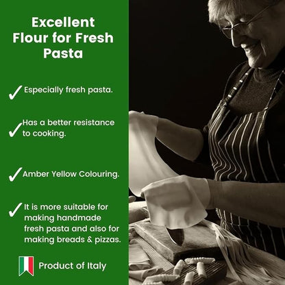 POLSELLI Fresh Pasta Flour, 100% Soft Wheat, 5 kg (11 lbs) Tipo 00, Bread Machine or Handmade Pasta for Bread, Gnocchi, Product of Italy