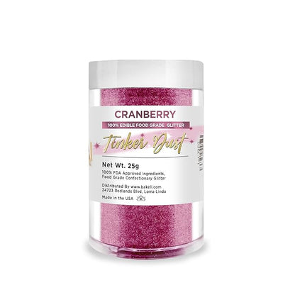 BAKELL Cranberry Edible Glitter, 25 Grams | TINKER DUST Edible Glitter | KOSHER Certified | 100% Edible Glitter | Cakes, Cupcakes, Cake Pops, Drinks, Dessert Vegan Glitter & Dusts (25g, Cranberry)