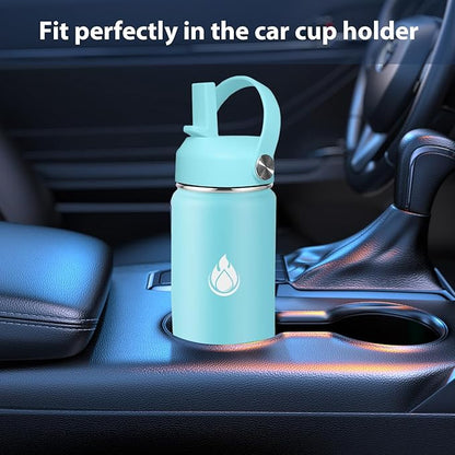 SENDESTAR Stainless Steel Wide Mouth Water Bottle 24oz Double Wall Vacuum Insulated Leak Proof Bottle with New Flex Straw Lid & Spout Lid XIN-PH-0750-1