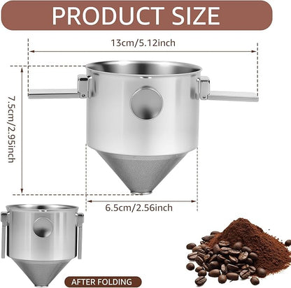 Pour Over Coffee Dripper Stainless Steel Coffee Filter Pour Over Coffee Maker Collapsible Coffee Dripper Cup Cone Filter for Travel Camping (Stainless Steel)