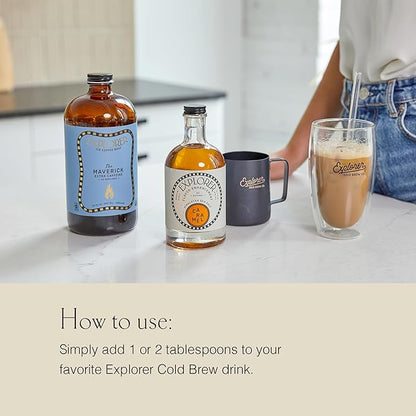 Explorer Caramel Coffee Syrup Flavor, All Natural Gluten Free Flavoring, with Himalayan Sea Salt for Drinks, Lattes, Cocktails & Shakes, 12.7 fl oz