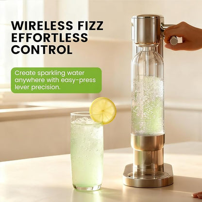 Manual Soda Maker Sparkling Water Machine, Elegant Stainless Steel Carbonator for Home Use, Easy Install, Compatible with 60L CO2 Cylinder (Not Included) & PET Bottle