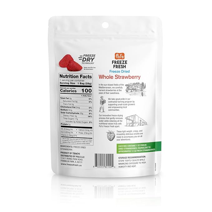 Pol’s Freeze Fresh - 6 Pack Freeze-Dried Fruit Mix – Whole Strawberry, Sliced Apple, Strawberry-Banana (1 Oz x6), No Sugar, Non-GMO, Kosher, Vegan, Gluten-Free