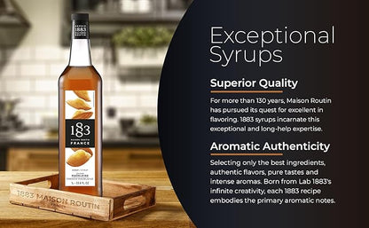 1883 French Madeleine Syrup for Drinks – Premium Flavoring Syrup Made in France, 1 Liter Glass Bottle – Perfect for Coffee, Lattes, Cocktails, and Desserts