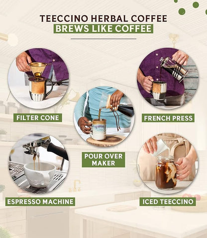 Teeccino Chicory Coffee Alternative – Organic French Roast – Herbal Coffee | Ground Coffee Substitute | Prebiotic | Caffeine Free | Acid Free, 11 Ounce (Pack of 2)