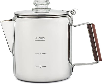 COLETTI Bozeman Percolator Coffee Pot — Coffee Percolator, Camping Coffee Pot – America’s Favorite Percolator – NO Aluminum or Plastic [6 cup]