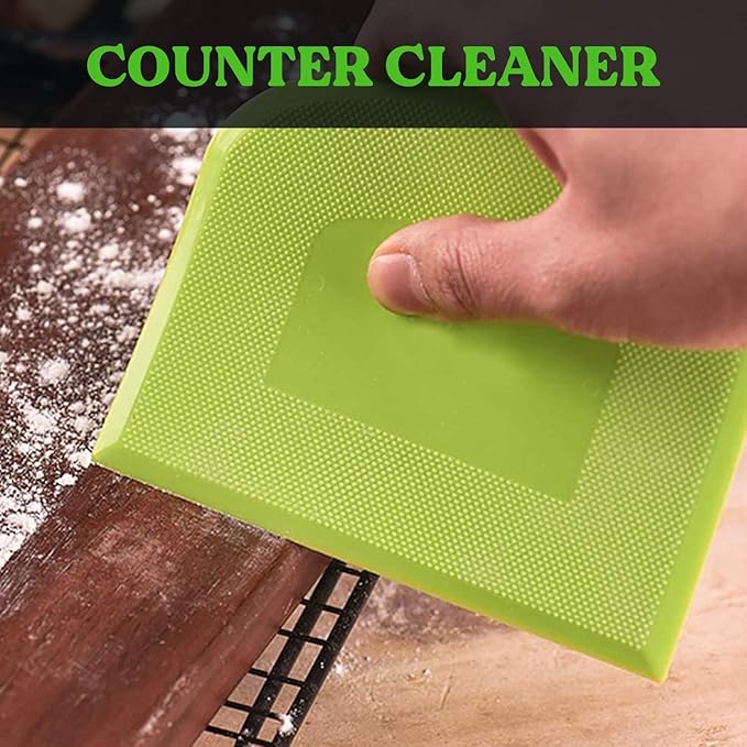 SURDOCA Dough Scraper Bench Scraper - 3P 4.7x3.7" Plastic Flexible Bowl Scraper, Sharp Edge & Angles Cake Scraper. Non-Slip Bakeware Decorating Tools Sculpting & Modeling Tools - Green+Blue+White