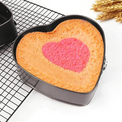 Springform Pan Set of 3 Heart Cake Pan, Heart Springform Pan with Removable Bottom, Springform Cake Pans Non-stick Bakeware for Cheesecakes, Pizza, and Quiches (7, 7.8, 8.6 inch)