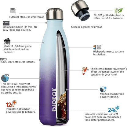 BJPKPK 25oz Insulated Stainless Steel Water Bottles,Sports Water Bottles Keep Cold for 24 Hours and Hot for 12 Hours,Ocean Dream