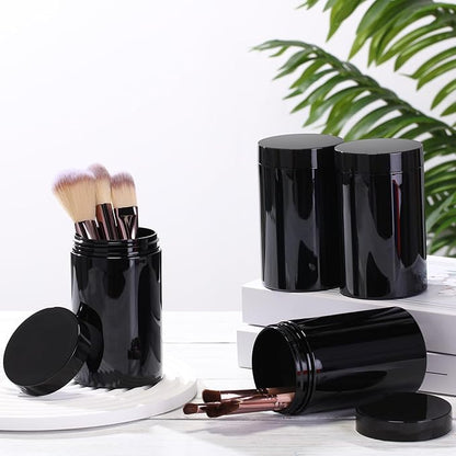 Patelai 4 Pieces Round Wide-mouth Leak Proof Plastic Container Jars with Lids for Travel Storage Makeup Beauty Products Face Creams Oils Salves Ointments DIY Making(12 Ounce,Pure Black)