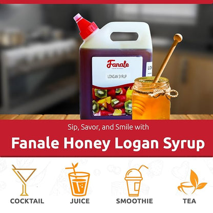 Fanale Premium Flavoring Concentrated Syrup for Bubble Tea 5.5 lb | Honey Logan Flavor Syrup | for Boba Tea, Smoothies, Slushes, Desserts | 5.5lb | pack of 10 | SRP190-CS