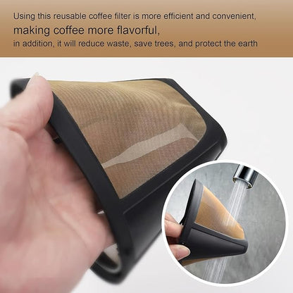 2 Pack Reusable Coffee Filter Replacement Compatible with Cuisinart Coffee Maker, 4 Cone Coffee Filter Basket for Cuisinart DCC-3200 DCC-1200