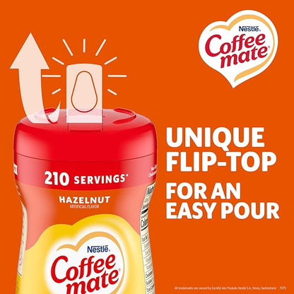 Nestle Coffee mate Coffee Creamer, Hazelnut, Non Dairy Powder Creamer, 15 oz Canister (Pack of 12)