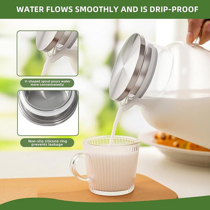 Glass Pitcher, 1 Gallon/3.8L Glass Water Pitcher with Lid and Spout, Heat/Cold Resistant Borosilicate Glass Water Carafe for Coffee, Juice and Homemade Beverage