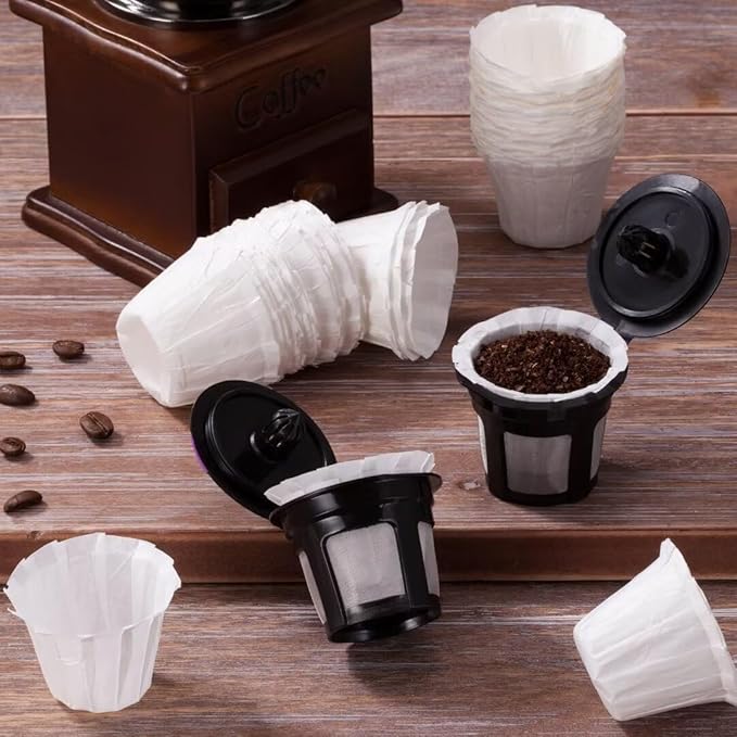 Disposable Paper Coffee Filters, Paper Filters for Keurig Single Brewer Reusable Cups, K-cup Coffee Pods, Fits All Brands Reusable K Cups (300)…