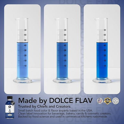 Dolce Flav Natural Blue Food Coloring – 2 oz Vibrant Plant-Based Color from Spirulina | Water-Soluble Liquid Dye for Baking, Drinks & Frostings | Graduated Dropper Included | No Artificial Dyes | Kosher | Made in USA
