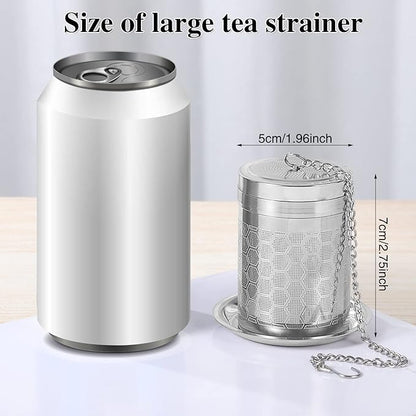 2 Pack Tea Infuser, Tea Strainers for Loose Tea Mesh Stainless Tea Strainer Loose Leaf Tea Steeper Tea Diffuser with Tea Basket and Lid for Black Tea, Spices and Seasonings