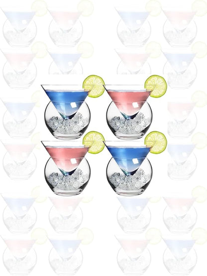 LEMONSODA Stemless Martini Glasses with Chiller - Set of 32 - Elegant Cocktail Glass Set- Martini Gift Set for Margarita, Espresso Martinis; Cosmopolitan, Manhattan Cocktails - Housewarming Gifts