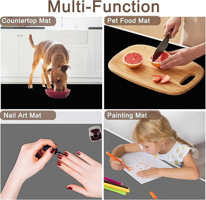 Silicone Mats for Kitchen Counter, 48"x32"(120cmx80cm) Large Heat Resistant Mat Kitchen Island Waterproof Countertop Protector Mat Nons-slip Extra Large Counter Mat, Black