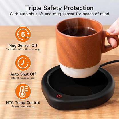 Coffee Mug Warmer, Cup Warmer for Desk with Auto Shut Off Smart Temperature Settings, Electric Beverage Tea Water Milk Heater for All Cups and Mugs, Heating Plate Candle Wax Warmer