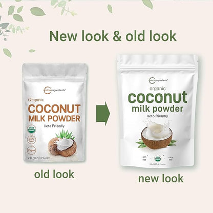 Micro Ingredients Organic Coconut Milk Powder, 2 Lb | Plant-Based Creamer for Coffee, Tea & Smoothies | Pure & Rich in MCT | Non-GMO, Gluten-Free, Keto & Paleo Friendly