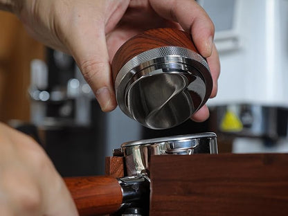 54mm Espresso Distribution Tool Stainless Steel Adjustable Rosewood Coffee Distributor Compatible with Breville Espresso Machine Accessories