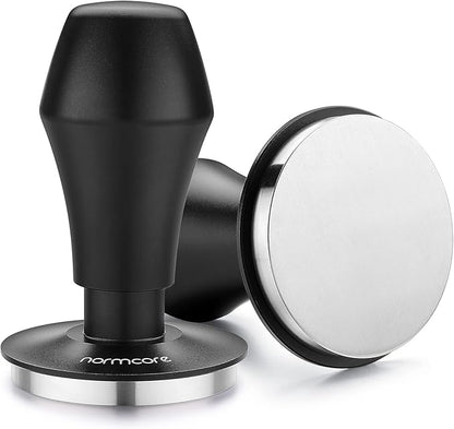 Normcore 58mm Coffee Tamper V4.1 with Click Feedback, Self-Leveling Spring-Loaded Design, 304 Stainless Steel Flat Base for 58mm Espresso Portafilters, Black Anodized Aluminum Handle