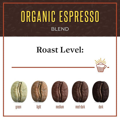 San Diego Coffee Organic Espresso, Dark Roast, Whole Bean Coffee, 16-Ounce Bag Café en grano tostado