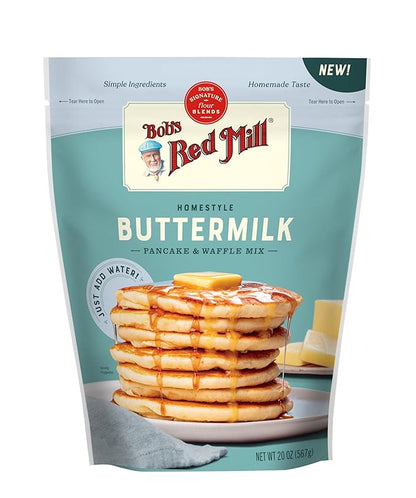Bob's Red Mill Signature Buttermilk Pancake Mix, 20oz (Pack of 4)- Just Add Water, Makes 32-40 Pancakes per Bag