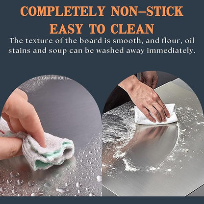 Stainless Steel Cutting Boards with Lip for Kitchen,Chopping Boards for Countertop,Large Metal Cutting Board over Sink Suitable for Meat,Fruits,Vegetables,Bread,Noodle,and Pizza. (15.7"*11.8")