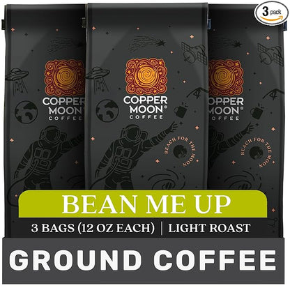 Copper Moon Ground Coffee, Bean Me Up Blend, Light Roast, 3 Bags (12 oz. each)