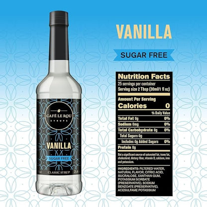 "NEW" Café Le Rou Coffee Syrup Sugar Free Vanilla, 25.4oz (Pack of 1)*Includes 1 Coffee Syrup Pumps*Cafe Coffee Flavoring Syrup for Coffee, Tea, and Espresso