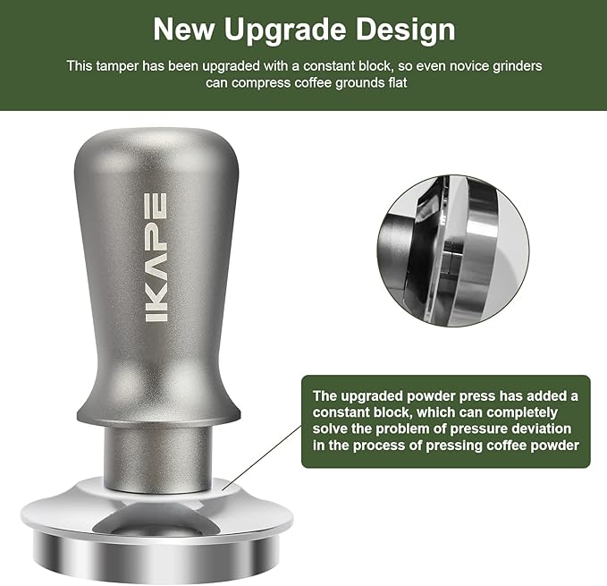 IKAPE 49mm Espresso Tamper, Premium Barista Coffee Tamper with Calibrated Spring Loaded, 100% Flat Stainless Steel Base Tamper for Espresso Machine