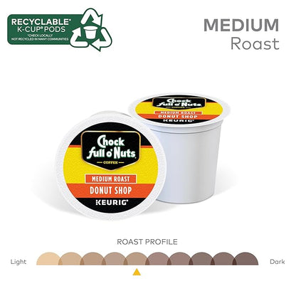 Chock Full o'Nuts Donut Shop Coffee, Compatible with K-Cup Pods, 12 CT (Pack of 6)