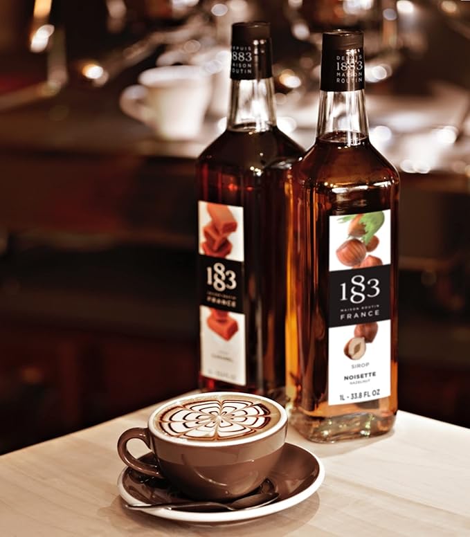 1883 Coffee Syrup, Chocolate Syrup for Drinks, Made in France, 1 Liter Plastic Bottle