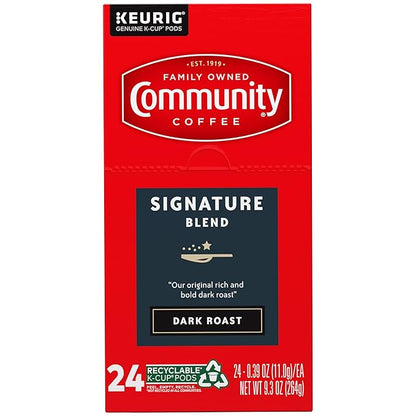 Community Coffee Signature Blend 96 Count Coffee Pods, Dark Roast, Compatible with Keurig 2.0 K-cup Brewers(Pack of 4,24 Count Total)