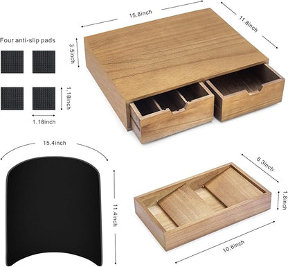Mosucoirl Wooden K Cup Holder Organizer,Coffee Cup Drawer With Coffee Mat Coffee Pod Holder Tea Bag Storage Organizer Counter Coffee Maker Stand for Kitchen Office Coffee Bars