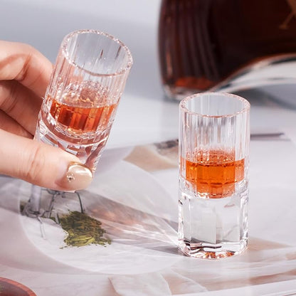 KAMMAK Crystal Shot Glasses Set of 2, Handcrafted Stemless White Shot Glasses, 0.77oz Engagement Gifts for Couples, Women, Men, Hand Blown