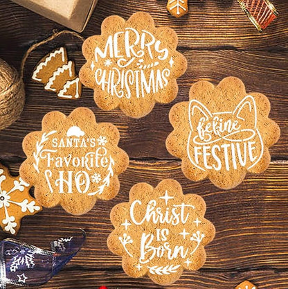 Christmas Stencils for Painting on Wood Slice,58pcs Small Christmas Stencil Xmas Holiday Templates