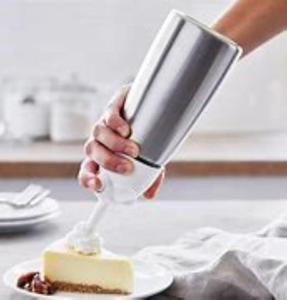iSi North America Easy Whip Plus (1 Pt) - Cream Whipper with Stainless Steel Bottle, Easy to Use for Homemade Flavored Toppings, Desserts, Sauces - Compact Kitchen Tool, Great for Beginners (White)