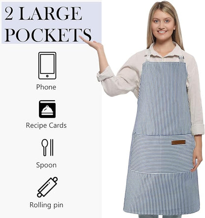 Handepo 4 Pcs Kitchen Cooking Aprons with Pockets Adjustable Waterproof Baking Apron for Women Men, Chef,BBQ, Christmas Gift