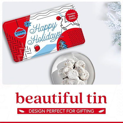David’s Cookies Winter Wonderland Butter Pecan Meltaway Cookies Tin - Delicious Butter Cookies with Crunchy Pecans - Soft & Melt In Your Mouth Flavorful Cookies, Gourmet Holiday Food Gift Basket 16oz